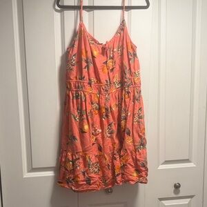 LOFT Coral and Floral Print Blouse